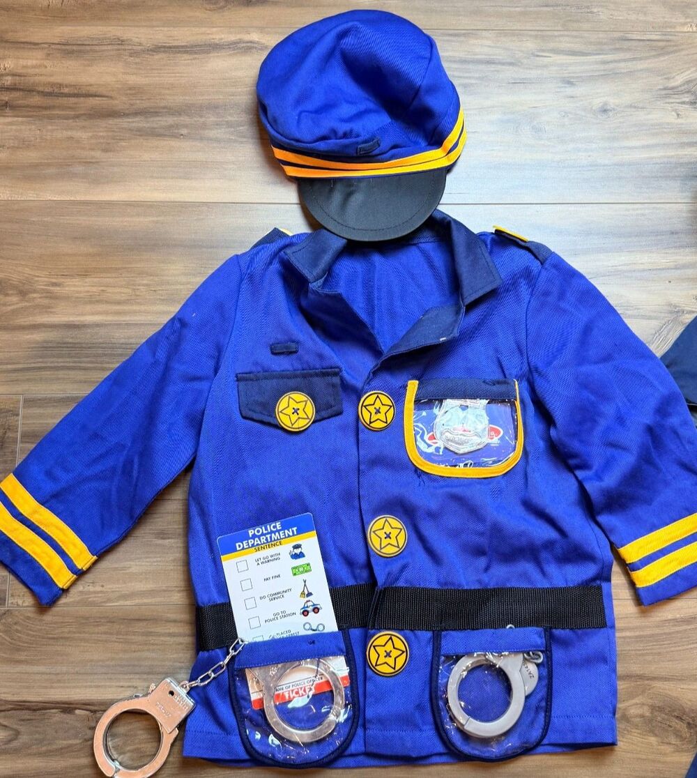 Melissa & Doug Police Officer Pretend Play Dress Up Costume Complete 3-6 Years
